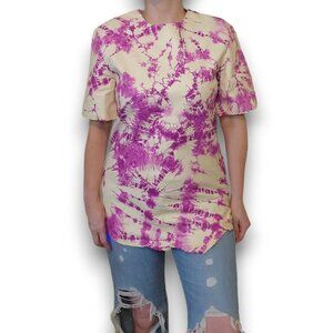 ALEXANDER WANG Tie Dye Genuine Leather Raw Hem Top